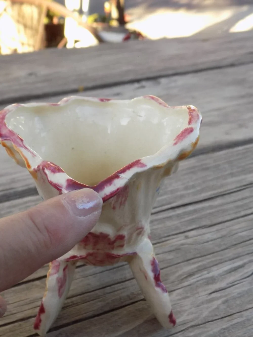 Cornucopia Thanksgiving Ceramic Vase Planter, Pink Flowers and White, Floral, *